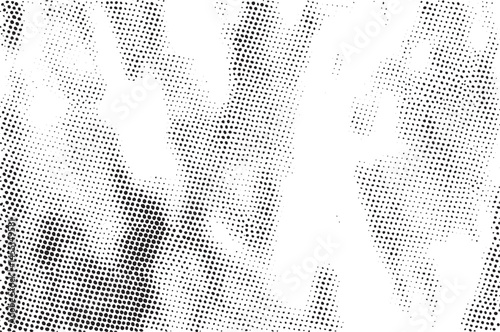 A textured monochrome abstract of repeating dots creates a dynamic and layered visual.