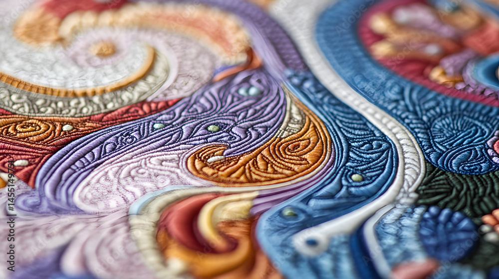 Intricate Patterns and Colors: A close-up reveals a captivating interplay of textures and hues, with the detailed craft, intricate design. the color blend and swirls create the unique art . Intricate Patterns and Colors: A close-up reveals a captivating interplay of textures and hues, with the detailed craft, intricate design. the color blend and swirls create the unique art .