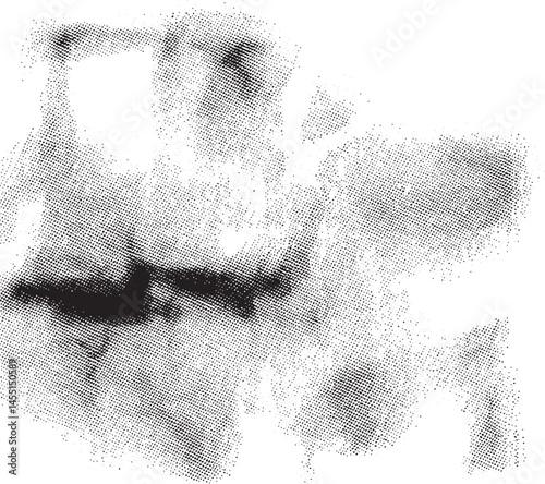 A grayscale portrait depicts a blurred face with defined lips suggesting a moment of intense emotion.
