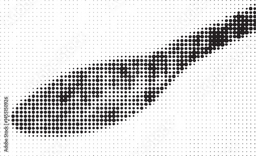 A continuous of black dots gracefully curves across a white background.