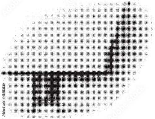 A grayscale dotted creates an abstract eye shape.
