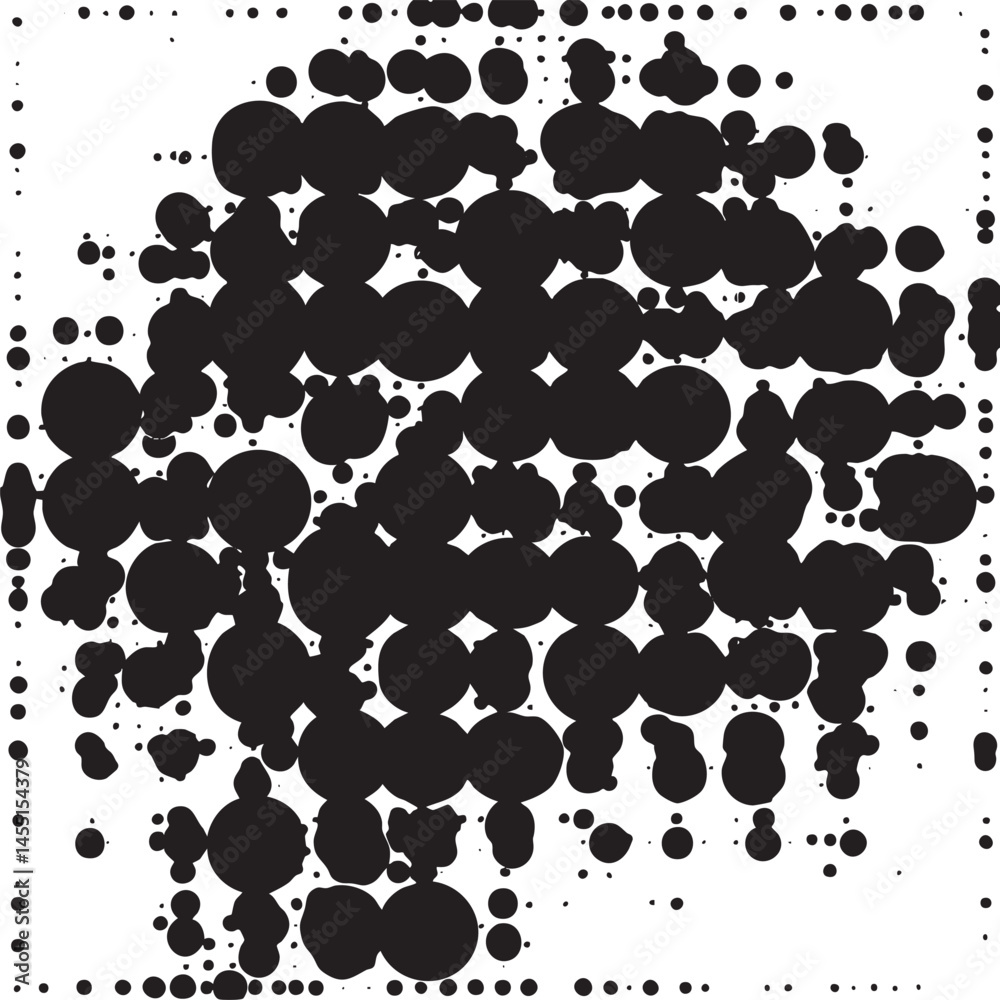 Fototapeta premium A dense collection of overlapping black circular shapes scattered across a white background.