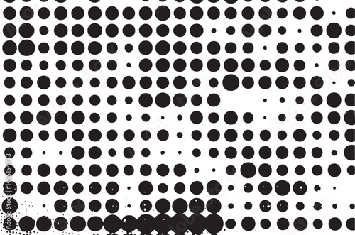 A dense grid of overlapping black circles gradually fades into white.