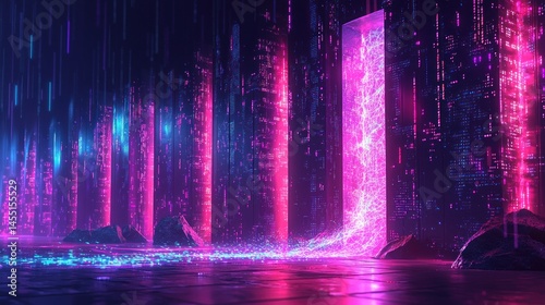 Neon Cityscape Gateway: A Digital Portal to the Future