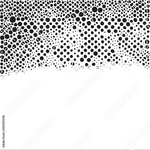 A dense array of overlapping black circles gradually transitions into a white backdrop.