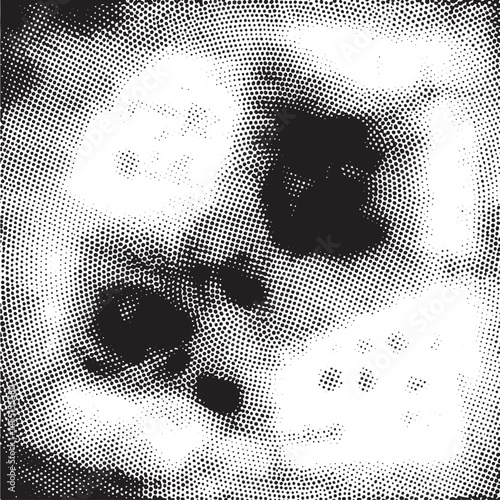A grayscale of contrasting shapes forms a dynamic textured surface.