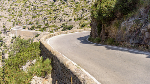 Winding mountain road in Serra de Tramuntana in Mallorca