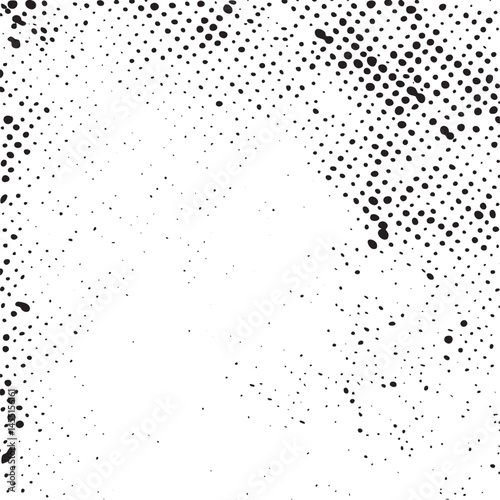 A vast expanse of scattered dark spots creates a textured against a bright white background.