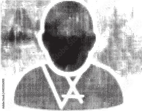A monochrome portrait depicts a person with a blurred background showcasing a contemplative expression.