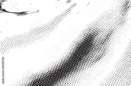 A close-up portrait showcases a partially closed eye with a dynamic halftone .