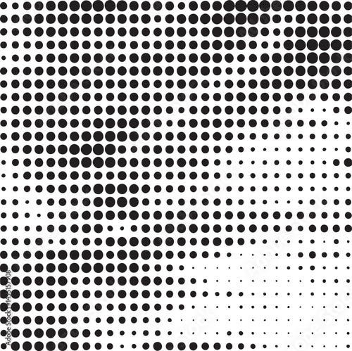 A seamless gradient consists of numerous uniformly sized black dots transitioning into white.