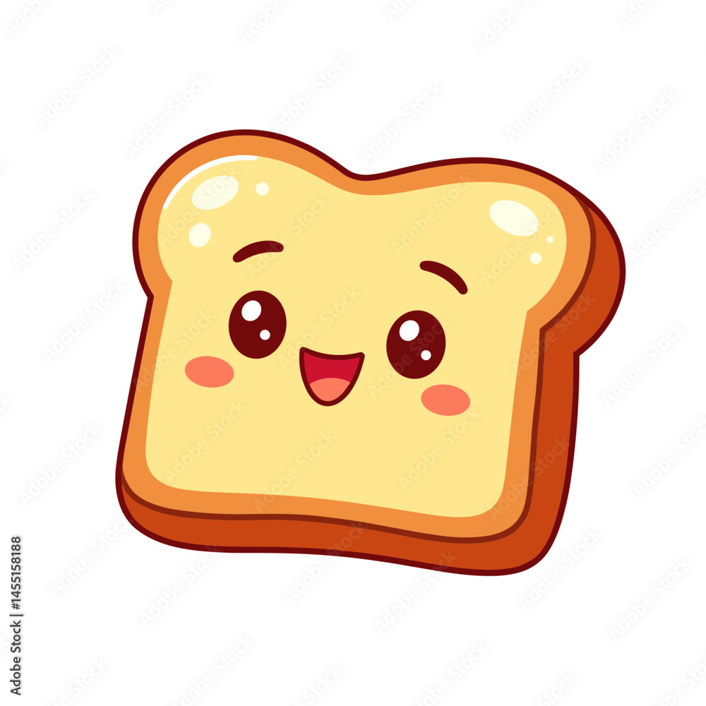 Happy cartoon french toast slice vector on transparent background, cheerful character design, culinary concept Happy cartoon french toast slice vector on transparent background, cheerful character design, culinary concept