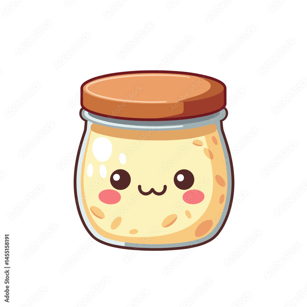 Cute pudding jar vector with smiling face on transparent background, delightful dessert concept Cute pudding jar vector with smiling face on transparent background, delightful dessert concept