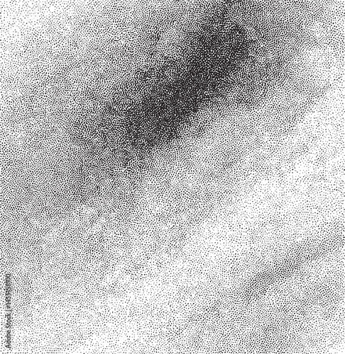 A dense accumulation of small black dots forms a textured abstract against a lighter background.