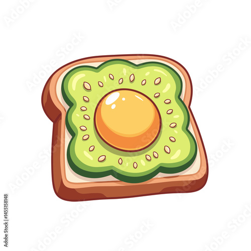 Avocado toast vector on transparent background, colorful culinary illustration  
