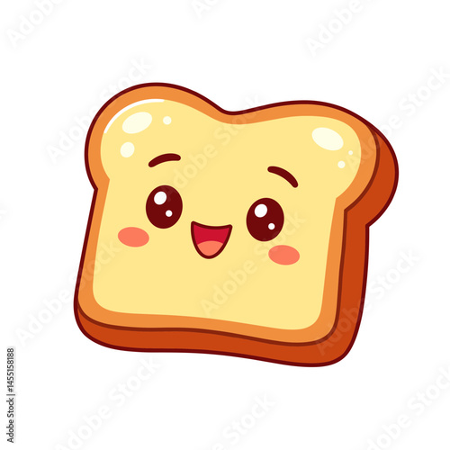 Happy cartoon french toast slice vector on transparent background, cheerful character design, culinary concept