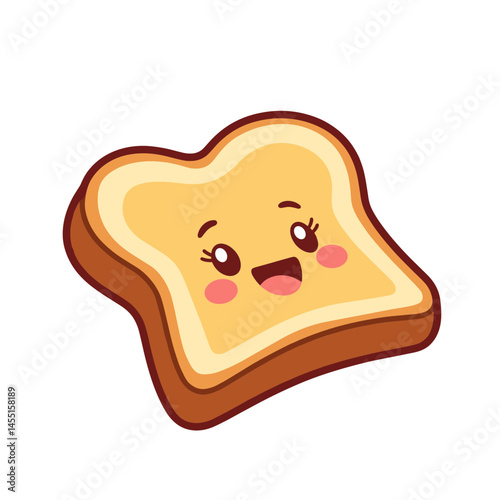 Cute smiling french toast slice vector on transparent background, joyful breakfast character illustration