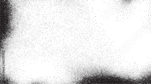 A dense textured field of small white dots spreads across a dark background.