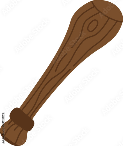 Wooden baseball bat illustration with natural wood texture and simple design vector image 