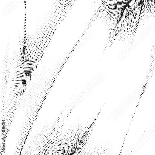 A stark monochrome fabric displays dynamic flowing lines of varying density.