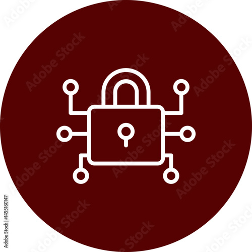 Cyber Security Vector Line Brown Circle Icon Design