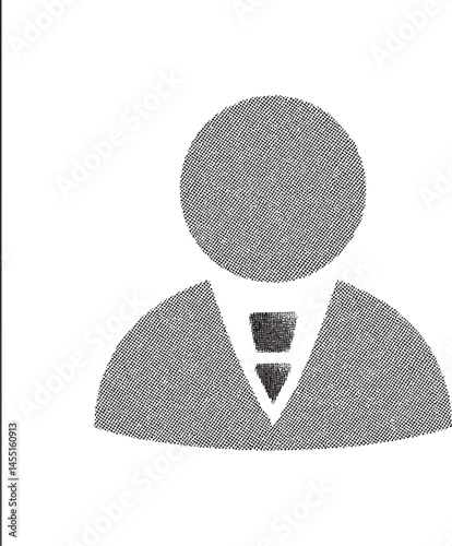 A grayscale silhouette of a person wearing a suit jacket.