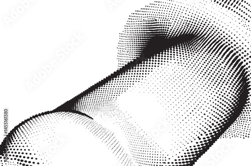 A stylized black and white close-up reveals an eye with a dynamic dot .