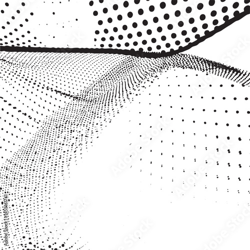 A textured undulating landscape is depicted with a repeating dot .
