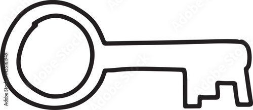 A simple black key outline is presented against a white background.
