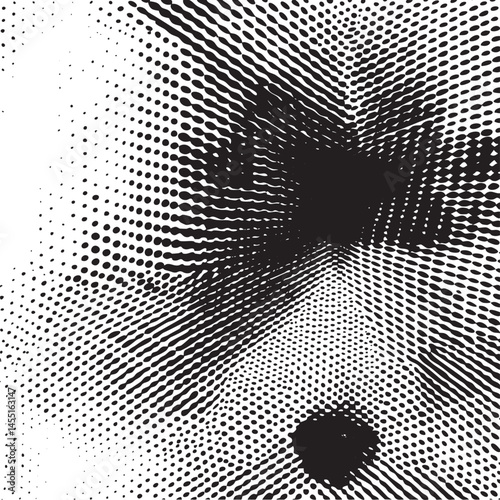A striking black and white portrait features a focused eye with intense depth.