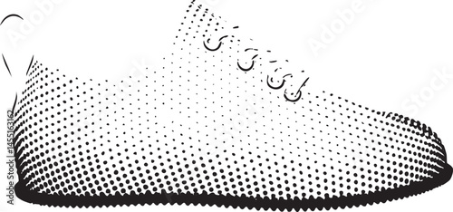 A lone stylized shoe rests on a textured surface radiating subtle light.