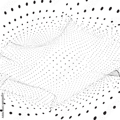 A scattering of dark dots creates a swirling undulating across a pale expanse.