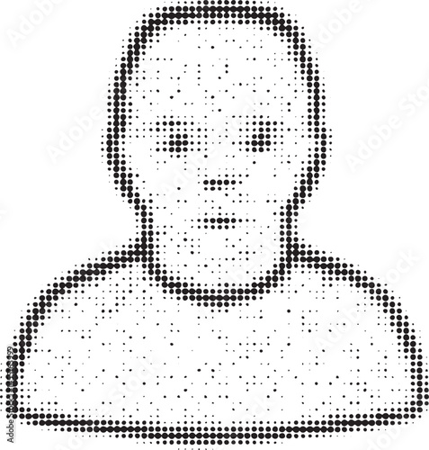 A grayscale portrait depicts an elderly man with a thoughtful expression.