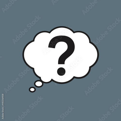 Question mark symbol inside thought bubble on gray background vector illustration design concept 