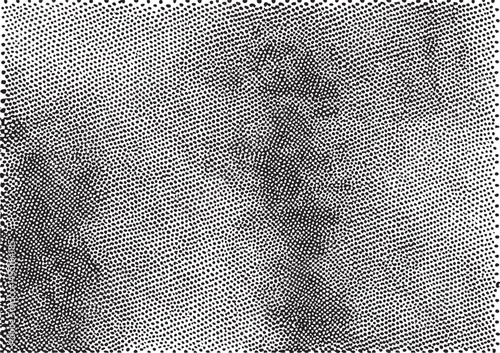 A dense monochrome of overlapping circular dots creates a textured and ambiguous visual field.