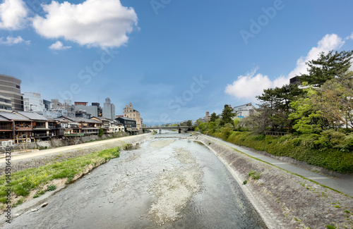 Obraz na płótnie City river in Shibuya Japan during late spring season on a nice day w salonie