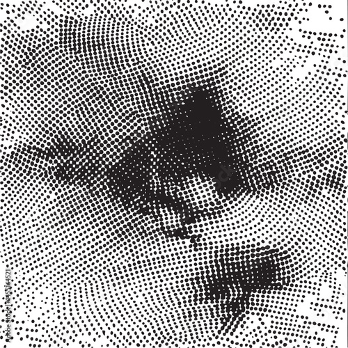 A focused eye with intricate dot reveals a contemplative expression.