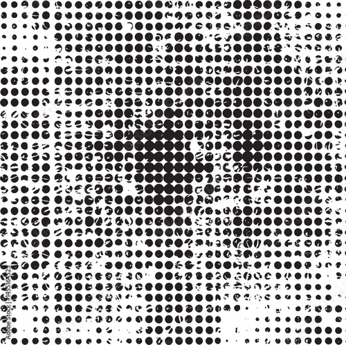 A dense black-and-white reveals a subtle heart shape within an array of closely packed dots.