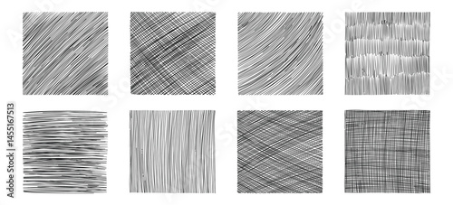 Pencil shaded squares. Pen stroke scribble, hand drawn scrawl sketch texture and line sketched background vector set of pencil stroke square scribble illustration on white