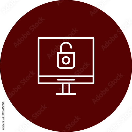 Security System Vector Line Brown Circle Icon Design
