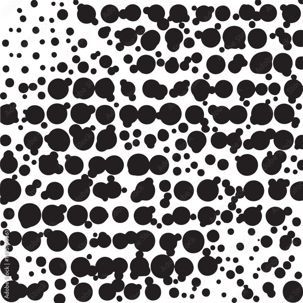 Fototapeta premium A densely patterned arrangement of overlapping black and white circular shapes.
