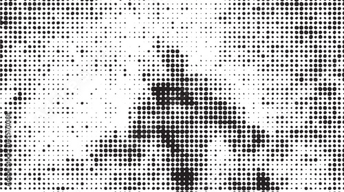 A grayscale portrait of a man appears as a textured pointillist .