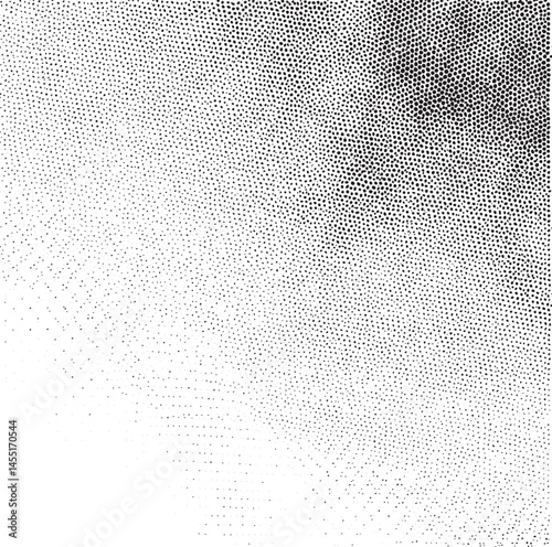 A textured grayscale background features a gradient of densely packed dots.