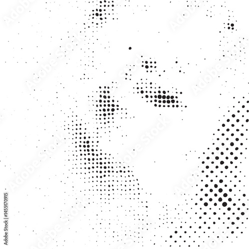 A grayscale portrait reveals a softly focused face composed of numerous small dark dots.