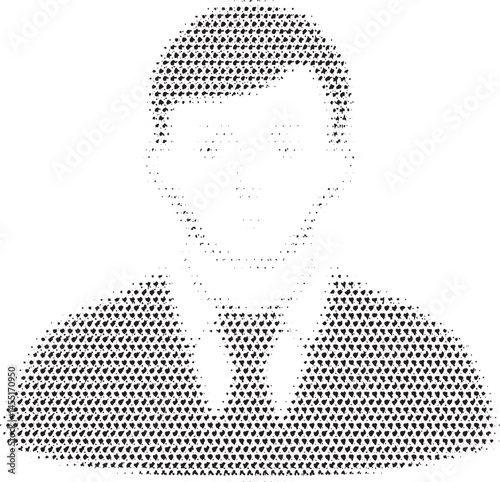 A grayscale portrait of a man wearing a suit and tie.