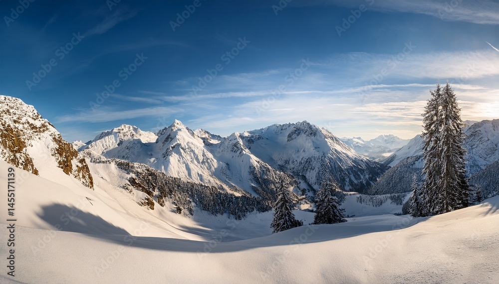 Fototapeta premium beautiful panoramic alpine landscape in winter