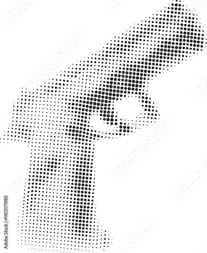 A shadowy figure shields their face with a large patterned umbrella.