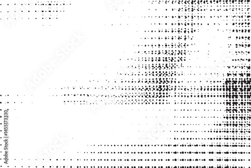 A dense of black dots is scattered across a white background.