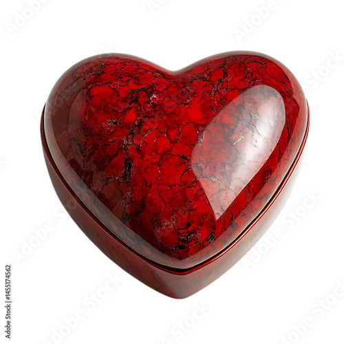 Red Heart Shaped Stone Cremation Keepsake Isolated on Transparent Background