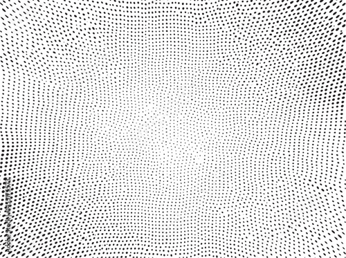 A dense textured of small overlapping dots creates a dynamic visual effect.